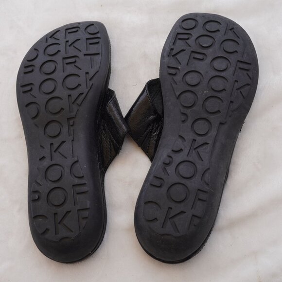 Rockport Black Leather Thong Sandals Size 10‎ Comfort Flip Flops - Picture 5 of 7